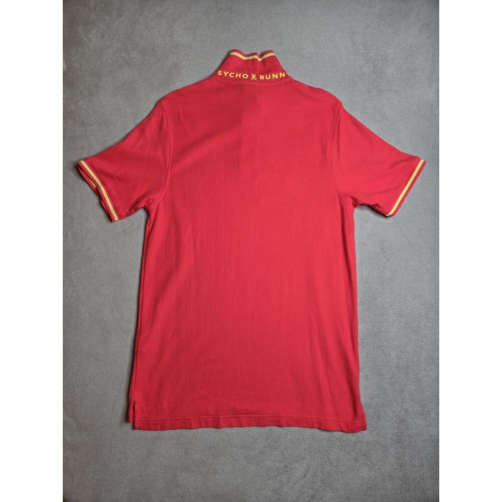 Psycho Bunny Men’s Red Polo Shirt Short Sleeve Blue Stripe Collar Cotton Large - Picture 3 of 10